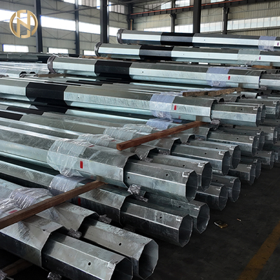 25FT-45FT Sekizgen Çokgen Sıcak Dip Galvanize Elektrik Dağıtım Çelik Güç direği