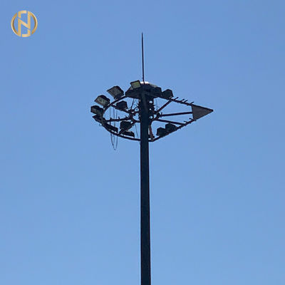 Sıcak Daldırma Galvanizli Taşkın Işık Direkleri 60FT 65FT 70FT Dodecagon Sabit Tip