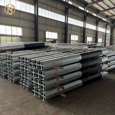 satın al 30-40FT 12-18M Sekizgen Çelik Güç direği, Q355 ASTM A572 HDG Dağıtım Uygulama Kulesi, Çok bölümlü kayma eklem, Bitüm tabanı online manufacture
