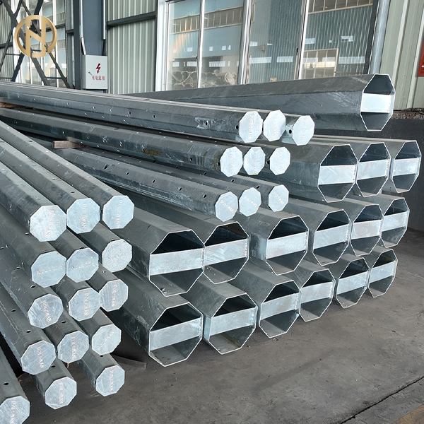 25FT-45FT Sekizgen Çokgen Sıcak Dip Galvanize Elektrik Dağıtım Çelik Güç direği
