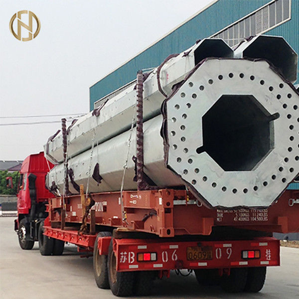 Q345 Boru Çelik Yardımcı Direk 138KV Sıcak Daldırma Galvanizli Yüzey ASTM570