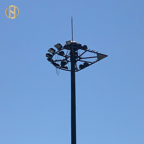 Sıcak Daldırma Galvanizli Taşkın Işık Direkleri 60FT 65FT 70FT Dodecagon Sabit Tip