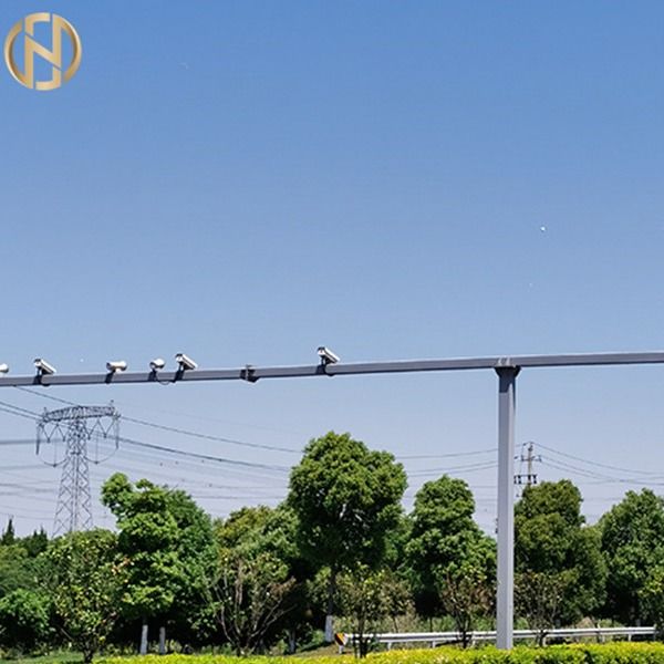Q235 Galvanizli CCTV Dış Güvenlik Kamera Direği Çift Parantez