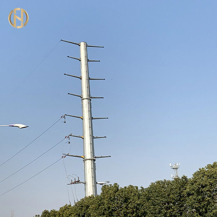 11kv Güç Dağıtımı için 9M Galvanizli Metal Çelik Yardımcı Direk 350daN 200daN