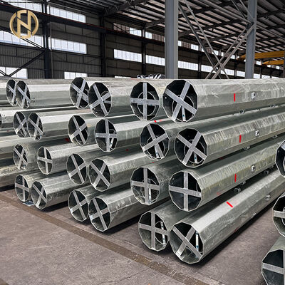 9m 10m 12m Galvanizli Çelik Güç İletim direği, Elektrik Destek Kulesi, Hava hatları ve Güç Şebekesi